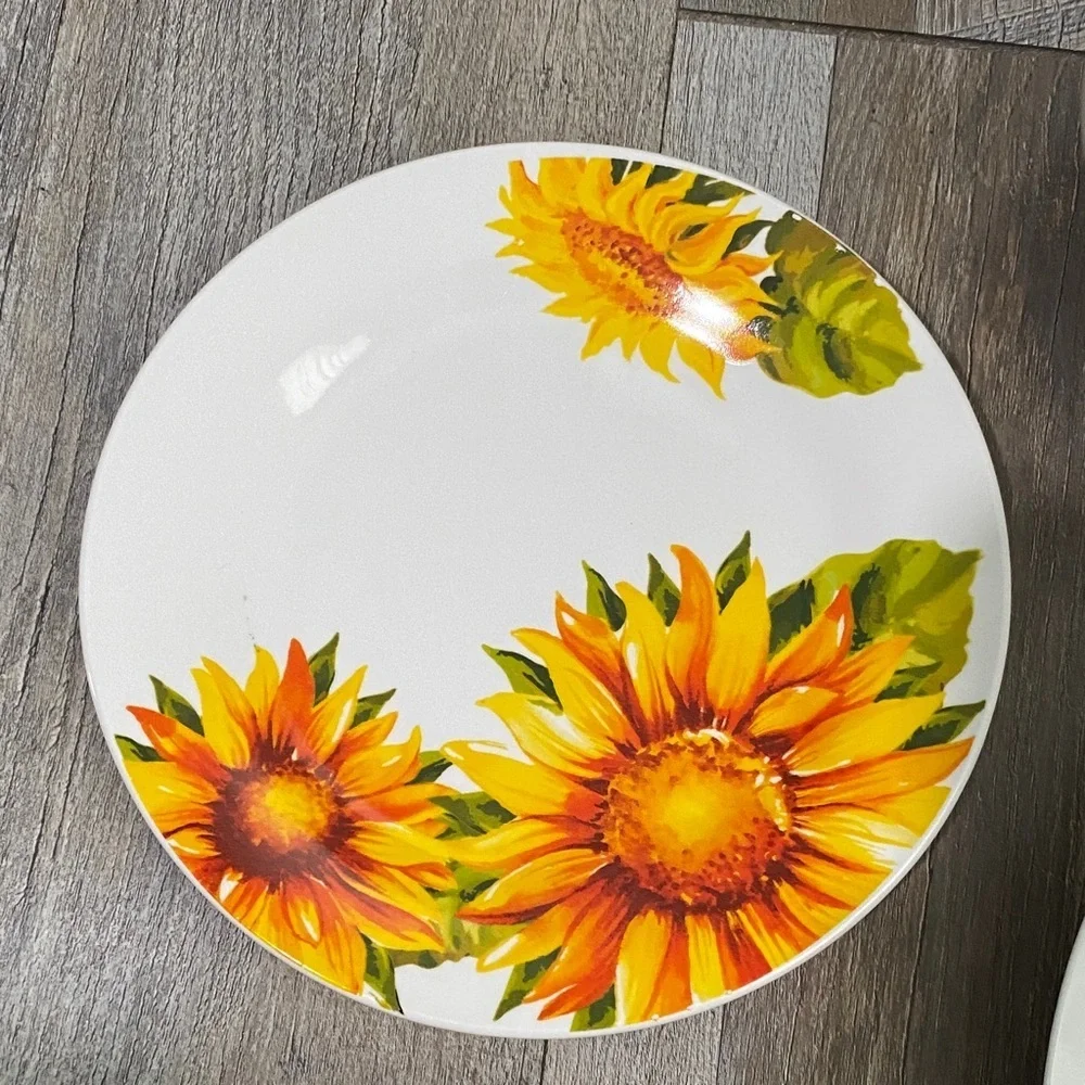 Royal Norfolk Sunflower Dinnerware Set - White and Orange 3 ps.